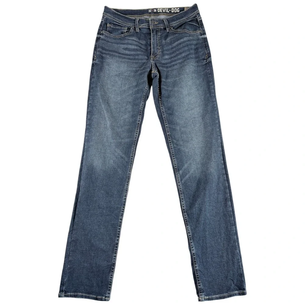 Devil-Dog Athletic Fit Jeans Mens 32x36 Blue Denim Workwear Heritage Tapered